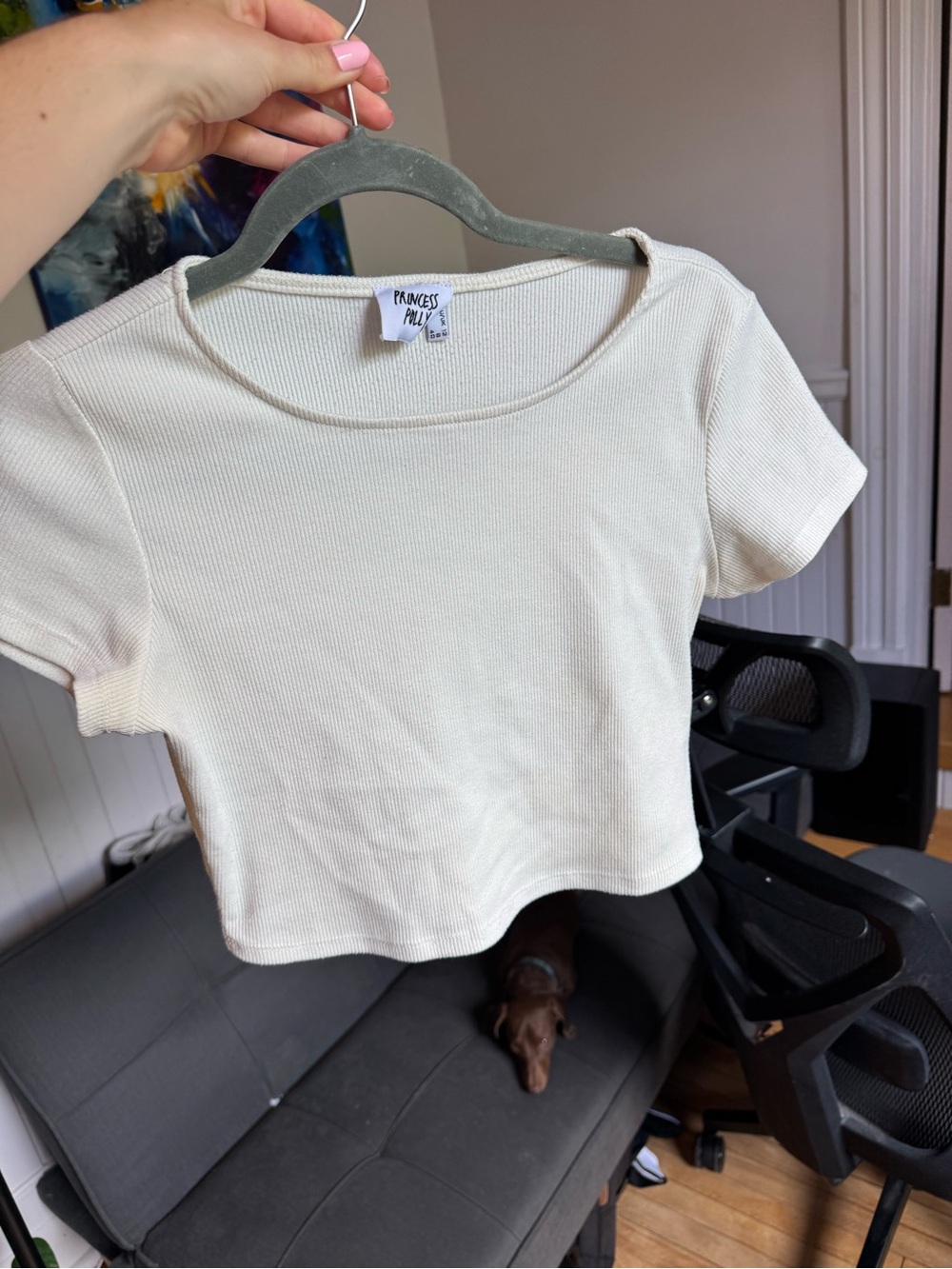 Princess Polly White Ribbed Cropped T-Shirt